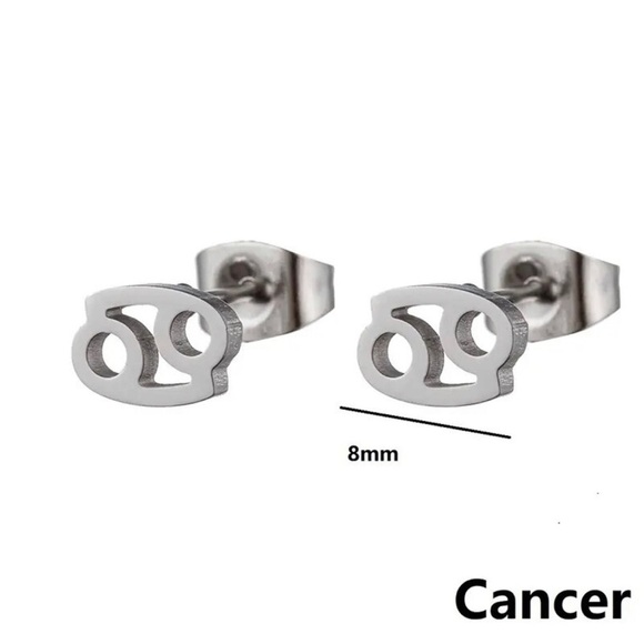 2 FOR $25 18K Gold Unisex Gemini Zodiac Sign Minimalist Stud Earrings - Picture 4 of 4